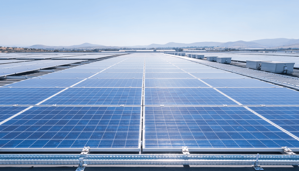 Commercial and industrial rooftop solar PV panel installation on a factory in South Africa